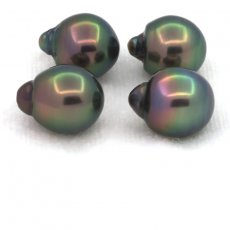 Lot of 4 Tahitian Pearls Semi-Baroque B from 9.5 to 9.7 mm