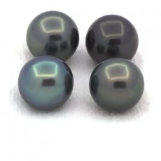 Lot of 4 Tahitian Pearls Round C from 9.5 to 9.6 mm