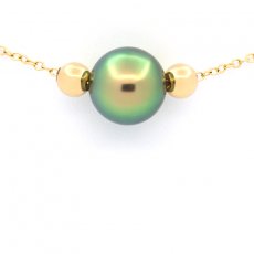 14K Gold Bracelet and 1 Tahitian Pearl Round B+ 8.8 mm