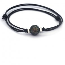 Leather Necklace and 1 Tahitian Pearl Engraved 12.4 mm