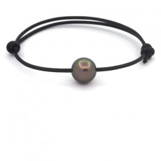 Leather Bracelet and 1 Tahitian Pearl Round C 11.6 mm