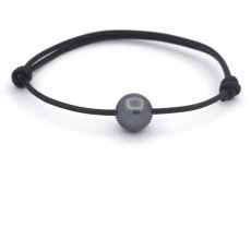 Leather Bracelet and 1 Tahitian Pearl Round C 11.2 mm