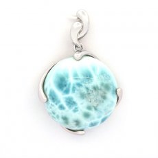 Rhodiated Sterling Silver Pendant and 1 Larimar - 20.5 mm - 6 gr