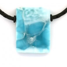 Leather Necklace and 1 Larimar - 33 x 25 x 10 mm - 19 gr