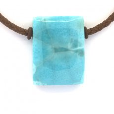 Cotton Necklace and 1 Larimar - 28 x 21 x 8 mm - 11.6 gr