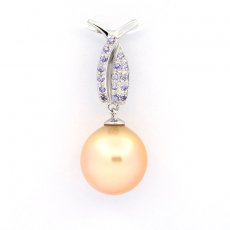 Rhodiated Sterling Silver Pendant and 1 Australian Pearl Semi-Baroque B/C 11.7 mm