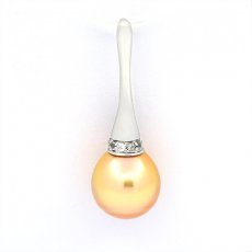 Rhodiated Sterling Silver Pendant and 1 Australian Pearl Semi-Baroque B 10.7 mm