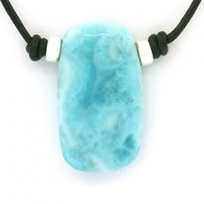 Leather Necklace and 1 Larimar - 35 x 20 x 8 mm - 11.9 gr