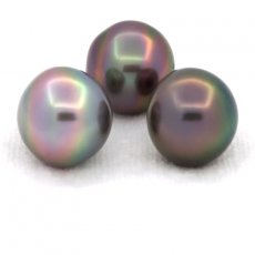 Lot of 3 Tahitian Pearls Semi-Baroque C from 11.7 to 12.2 mm
