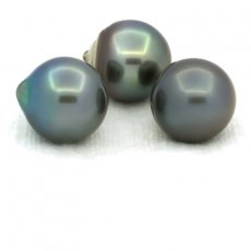 Lot of 3 Tahitian Pearls Semi-Baroque C from 11.7 to 11.9 mm