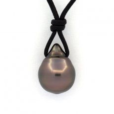 Leather Necklace and 1 Tahitian Pearl Ringed B 11.2 mm