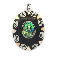 Mother-of-Pearl, Abalone and silver pendant