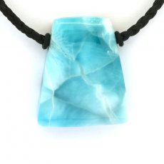 Cotton Necklace and 1 Larimar - 32 x 27 x 9 mm - 16 gr