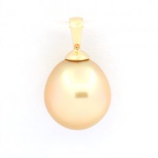 18K solid Gold Pendant and 1 Australian Pearl Semi-Baroque C 12.8 mm