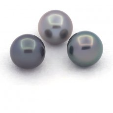 Lot of 3 Tahitian Pearls Near-Round C from 9.3 to 9.5 mm