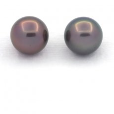 Lot of 2 Tahitian Pearls Round C 10.4 and 10.5 mm