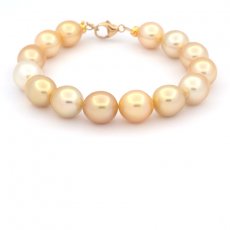 18K Gold Bracelet and 14 Australian Pearls Semi-Baroque B/C 9.2 to 10.2 mm