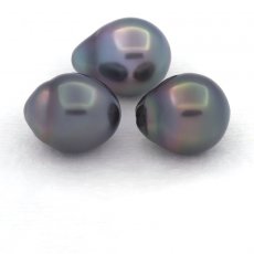 Lot of 3 Tahitian Pearls Semi-Baroque B from 10.7 to 10.9 mm