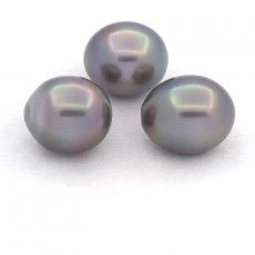 Lot of 3 Tahitian Pearls Semi-Baroque B from 10.6 to 10.9 mm