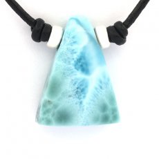 Leather Necklace and 1 Larimar - 24 x 18 x 8.5 mm - 5.7 gr