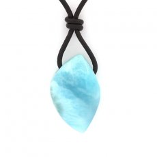 Leather Necklace and 1 Larimar - 27 x 17 x 10 mm - 7.4 gr