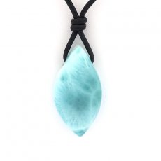 Leather Necklace and 1 Larimar - 28 x 15 x 9 mm - 5.6 gr
