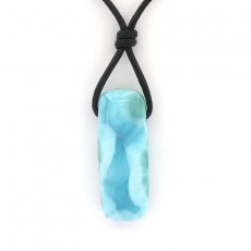 Leather Necklace and 1 Larimar - 31 x 12 x 8 mm - 6.5 gr