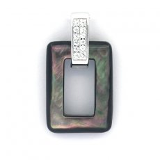 Tahitian Mother-of-Pearl Pendant and Rhodiated Sterling Silver