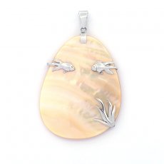 Mother-of-Pearl and Rhodiated Sterling Silver Pendant