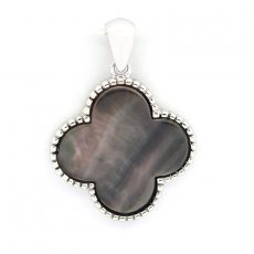 Tahitian Mother-of-Pearl Pendant and Rhodiated Sterling Silver