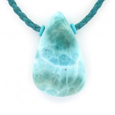 Cotton Necklace and 1 Larimar - 35.5 x 22 x 10 mm - 13.3 gr