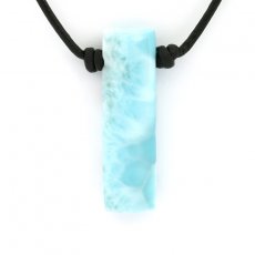 Leather Necklace and 1 Larimar - 37 x 11 x 6.8 mm - 6.3 gr