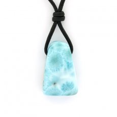 Leather Necklace and 1 Larimar - 25.5 x 16 x 10 mm - 7.7 gr