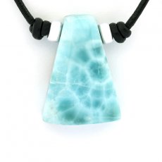 Leather Necklace and 1 Larimar - 26 x 18 x 8 mm - 6.5 gr