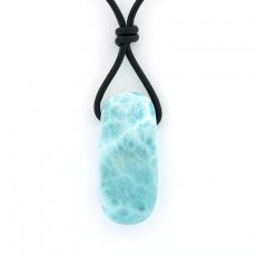 Leather Necklace and 1 Larimar - 34 x 15 x 8 mm - 8.4 gr