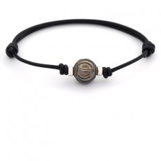 Leather Bracelet and 1 Tahitian Pearl Engraved 11.1 mm