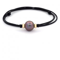 Leather Necklace and 1 Tahitian Pearl Near-Round C+ 14.2 mm