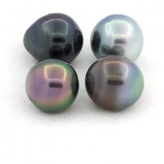 Lot of 4 Tahitian Pearls Ringed C from 10 to 10.4 mm