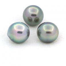 Lot of 3 Tahitian Pearls Semi-Baroque C from 9.6 to 9.9 mm