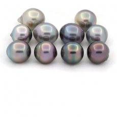 Lot of 10 Tahitian Pearls Semi-Baroque C from 9.5 to 9.9 mm