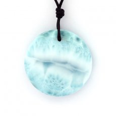 Leather Necklace and 1 Larimar - 30 x 8.5 mm - 13.9 gr