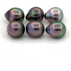 Lot of 6 Tahitian Pearls Semi-Baroque B from 8.7 to 8.9 mm