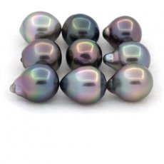 Lot of 9 Tahitian Pearls Semi-Baroque B from 9.5 to 9.7 mm