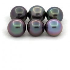 Lot of 6 Tahitian Pearls Near-Round C from 9 to 9.4 mm