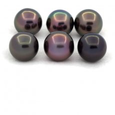 Lot of 6 Tahitian Pearls Round and Near-Round C from 9.1 to 9.4 mm