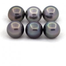Lot of 6 Tahitian Pearls Round and Near-Round C from 8.7 to 8.9 mm