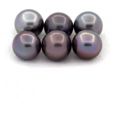 Lot of 6 Tahitian Pearls Round and Near-Round C from 9.2 to 9.4 mm