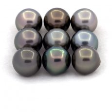 Lot of 9 Tahitian Pearls Round and Near-Round C from 8.6 to 8.9 mm