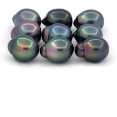 Lot of 9 Tahitian Pearls Semi-Baroque B from 8.6 to 8.9 mm