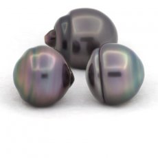 Lot of 3 Tahitian Pearls Ringed B from 11 to 11.3 mm